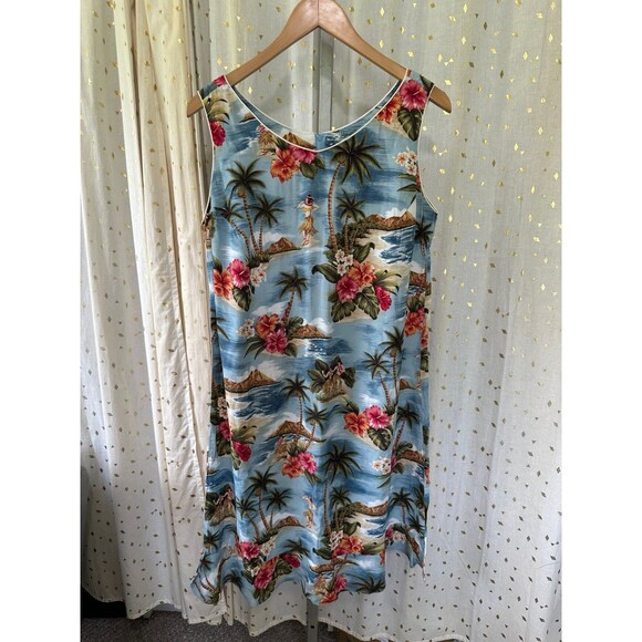 Young Hawaii Rare Vintage Hawaiian Tropical Nostalgic Island Style Shift Dress L - Picture 2 of 5